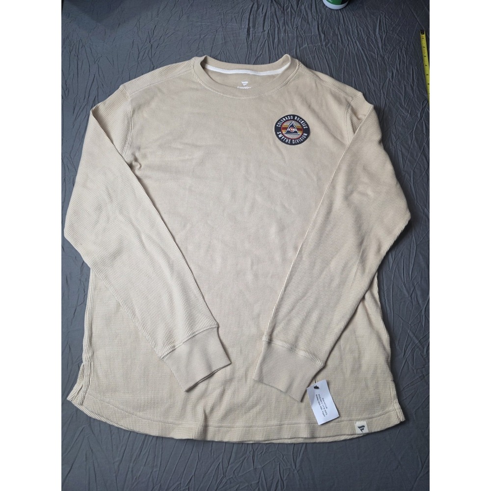 NEW Fanatics Colorado Rockies Waffle Knit Thermal Crewneck Shirt Men's Large